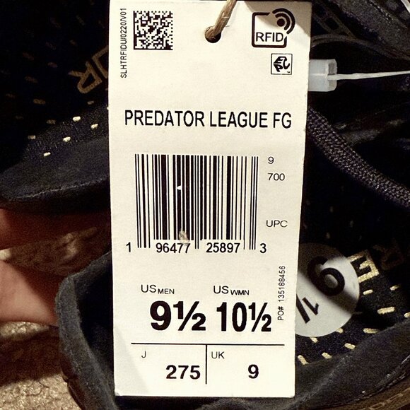 Adidas Predator 24 League FG Core Black Carbon Soccer Cleats IF6347 Size 9.5 Men - Picture 6 of 7